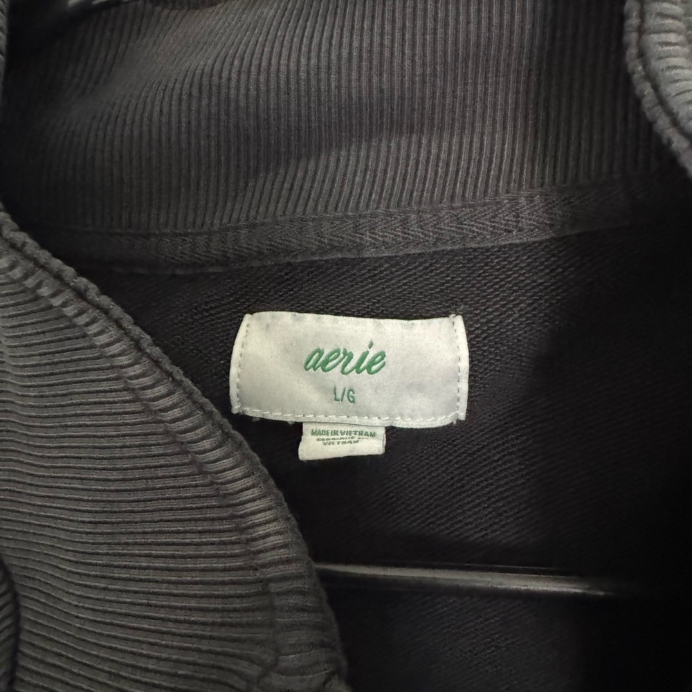 Aerie Charcoal Ribbed Quarter Zip - Picture 3 of 3